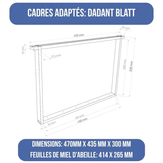 LYSON Proie d'abeilles Dadant Optima - En polystyrène - Avec fond en plastique Varroa bas - Bleu foncé - À monter soi-même - Cadre assorti : 47 x 43,5 x 30 cm - 47 x 43,5 x 15,9 cm