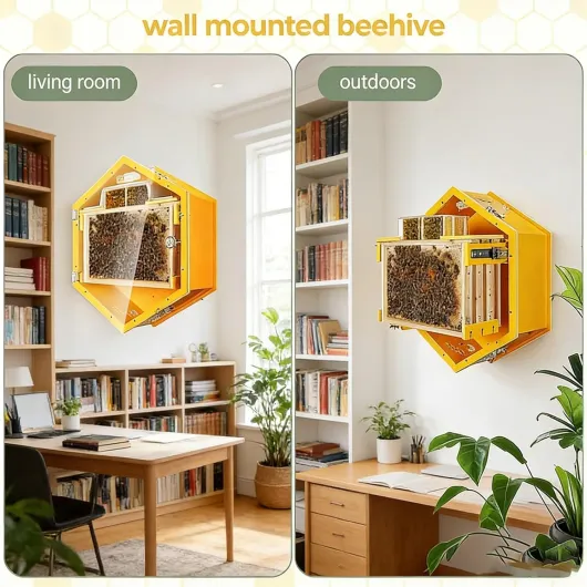 Ruche d'observation murale d'intérieur avec fenêtre en acrylique, plateaux en nid d'abeille pour kit de démarrage apiculture