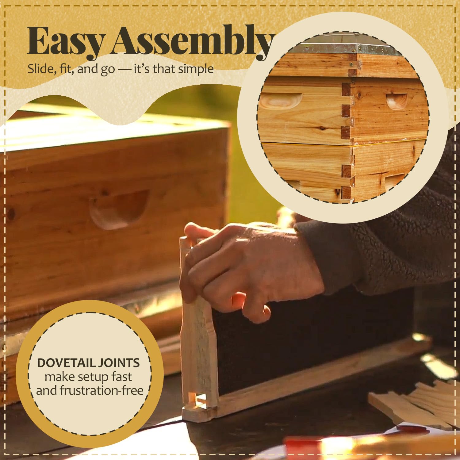 HoneyHaven Kit d'extension avec 8 cadres de ruche Langstroth avec cadres, fondations, 1 couvée