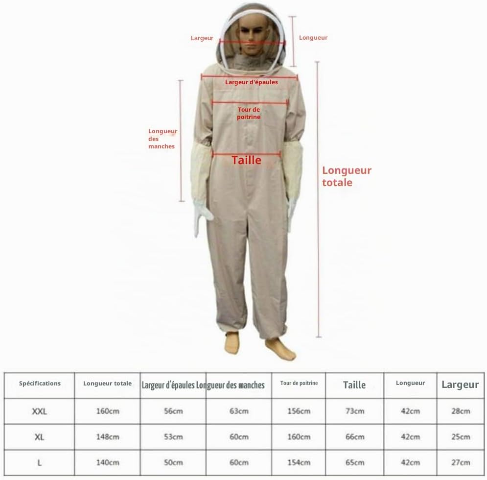 LTBEE Combinaison d'apiculteur professionnelle avec voile autoportant XL Marron