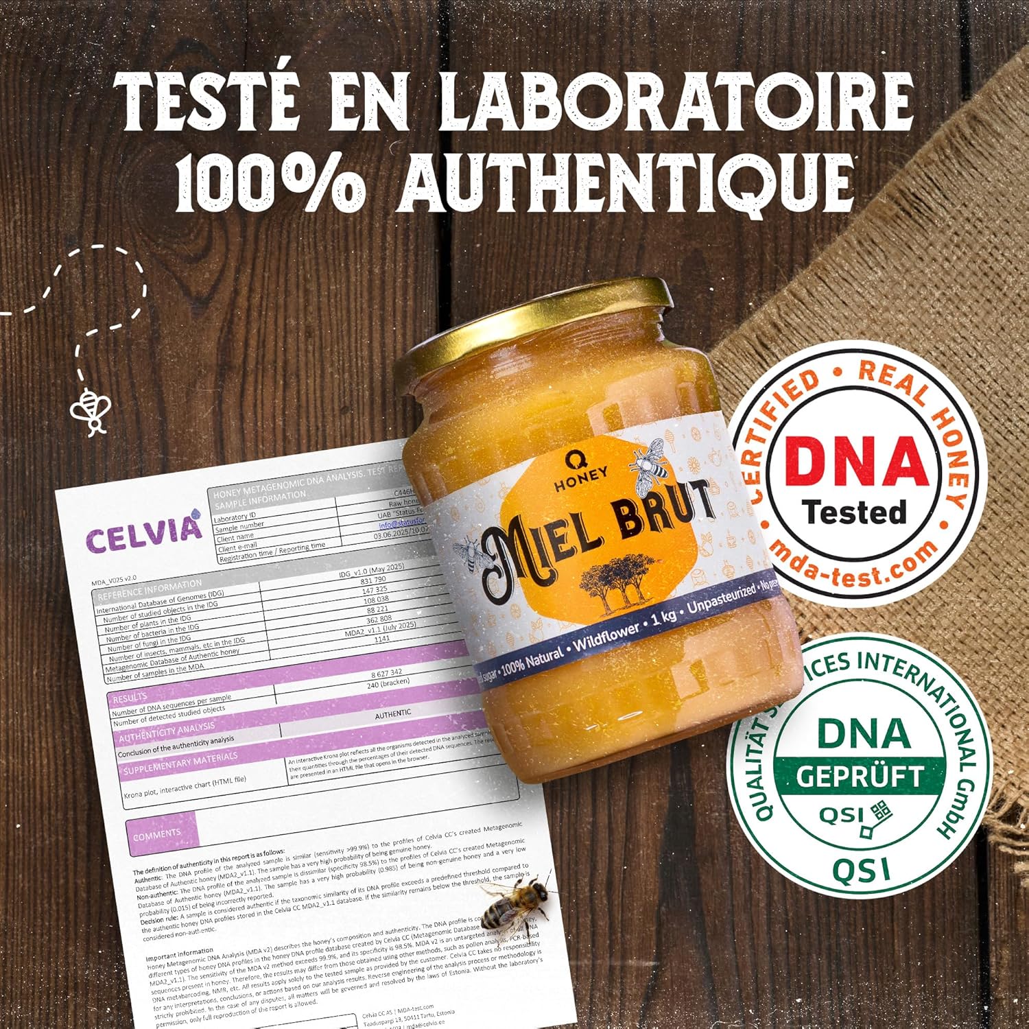 Miel de fleurs sauvages brut 1 kg – non filtré, 100% naturel - Platine London Honey Awards 2026, N°1 des miels cristallisés - Miel de fleurs sauvages lituanien, cru, non pasteurisé - 1 - Miel de fleurs sauvages