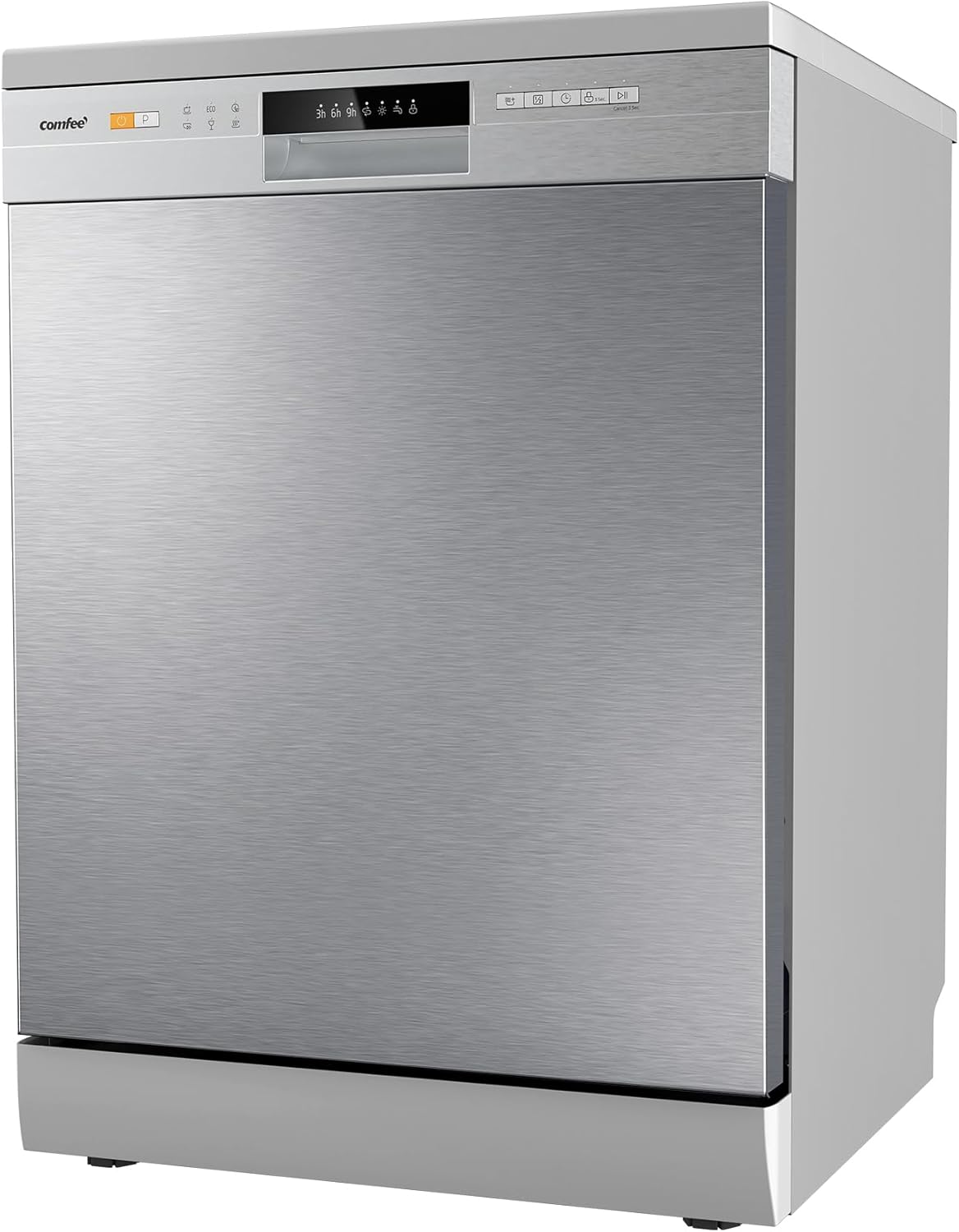 ' CDWPF1201PS Lave-vaisselle Pose Libre, 60 cm, 12 Couverts, Départ Différé, Donction Demi-charge, 72°C Lavage Hygiénique, Paniers Flexibles - Acier Inoxydable, 47 dB, Commande Bouton