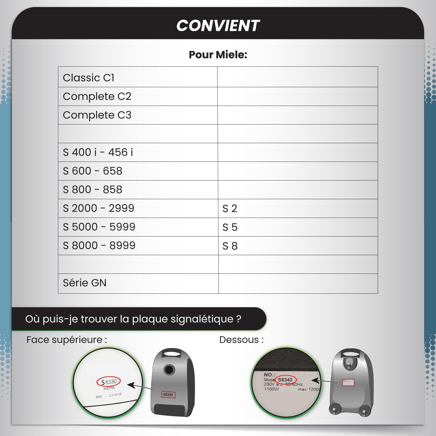 McFilter - 16 sacs à poussière compatibles avec les aspirateurs Miele série GN S2 S4 S5 S6 S8, Complete C2/C3, Classic C1 - Sacs à poussière avec 8 filtres - MAXI BOX
