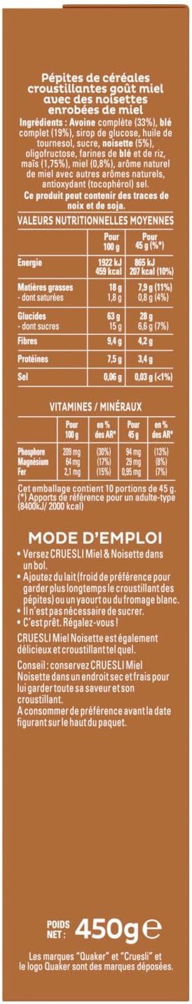 Cruesli Céréales Miel et Noisette - Lot de 6x450g