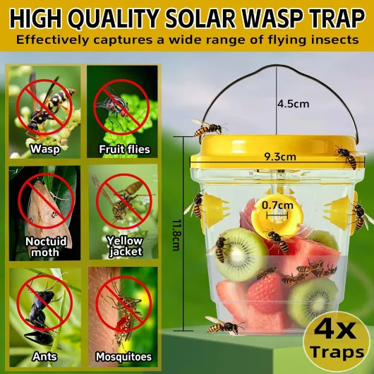 4 Pièces Piege a Frelon Asiatique Piège Guepe Selectif Extérieur Entonnoir Nasse Reine Anti Frelons et Guêpes Sélectif Réutilisables Pieges en Plastique pour Jardin Terrasse Piscine Camping (Jaune)