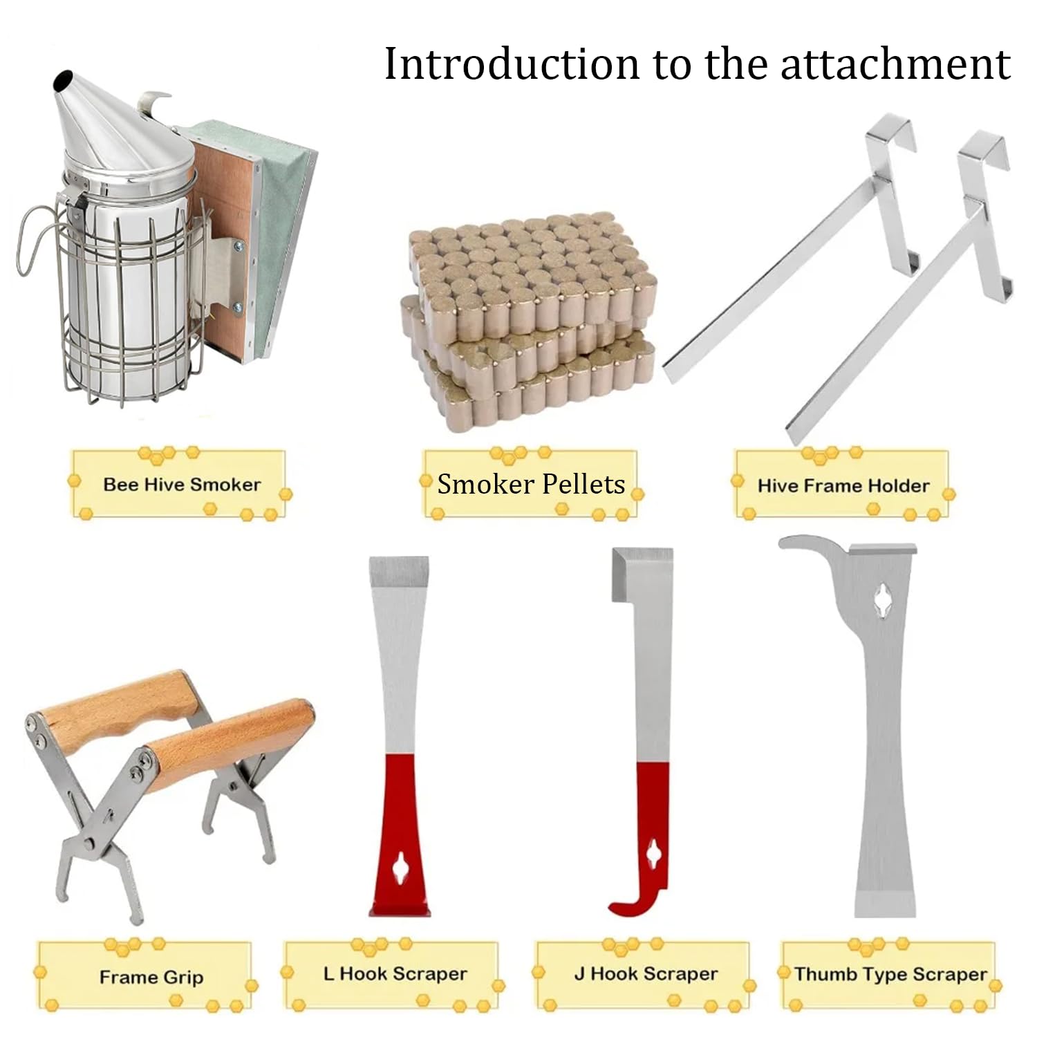 Kit d'Outils d'Apiculteur Materiel 26 Pièces,Apiculture Materiel,Outils Et Accessoires Apicoles,Comprend Une Brosse à Abeilles,Un Crochet En j,Etc.,Convient Aux Apiculteurs Professionnels Débutants