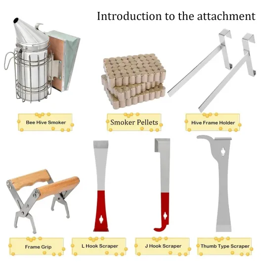 Kit d'Outils d'Apiculteur Materiel 26 Pièces,Apiculture Materiel,Outils Et Accessoires Apicoles,Comprend Une Brosse à Abeilles,Un Crochet En j,Etc.,Convient Aux Apiculteurs Professionnels Débutants